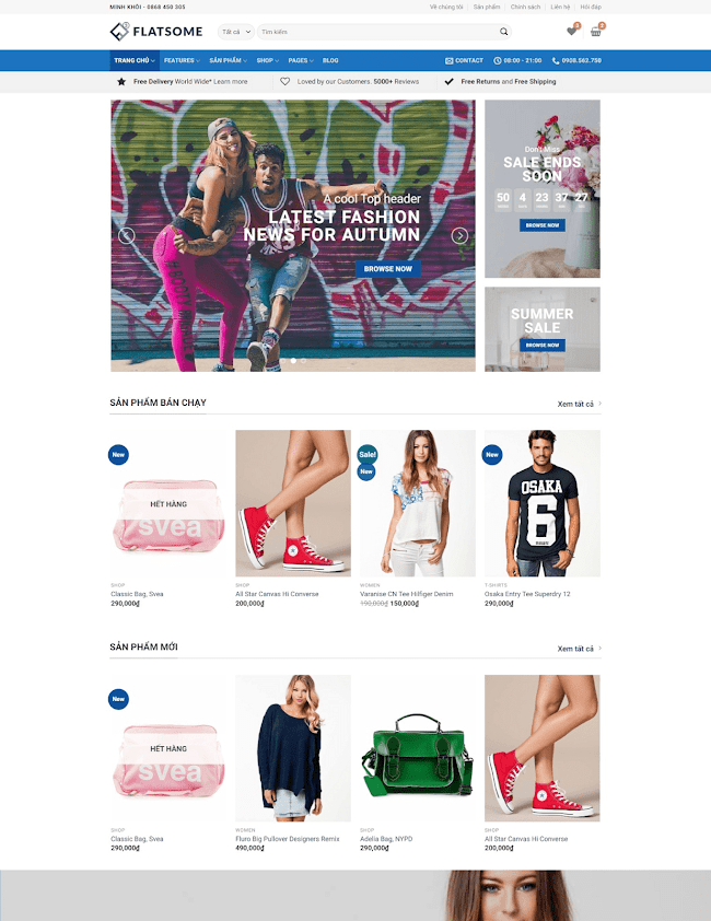 Giao diện web bán hàng cao cấp Flatsome